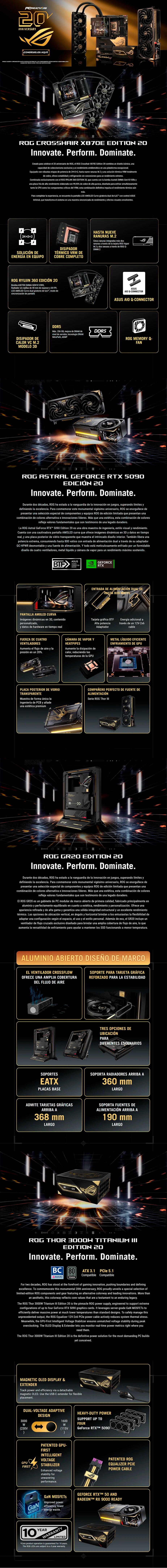 PCRB124 - EQUIPO AMD Ryzen 9 9950X3D2 + 128GB (4x32GB) + GeForce RTX 5090 (ASUS ROG 20th Anniversary)