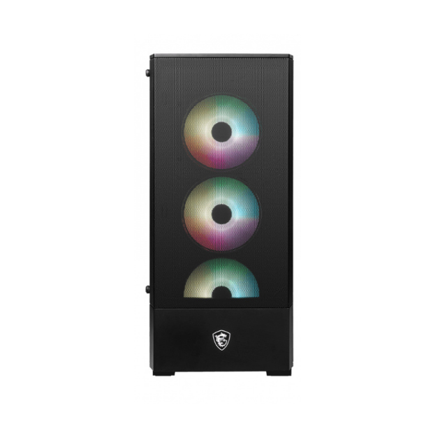 Gabinete MSI MAG FORGE 112R con Ventana ARGB, Midi-Tower, ATX/Micro-ATX/ITX, USB 3.2, sin Fuente, 4 Ventiladores ARGB Instalados, Negro