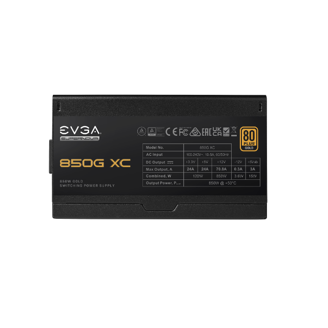 Fuente de Poder EVGA SuperNOVA 850G XC 80 PLUS Gold, Modular, 24-pin ATX, 12VHPWR, 850W