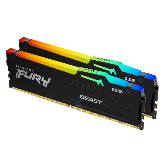 Kit Memoria RAM Kingston FURY Beast RGB DDR5, 6000MHz, 32GB - 2 x 16GB, CL30, XMP/EXPO