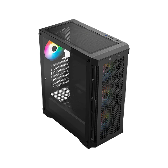 Gabinete Gamer Media Torre Carbono Twin Mate 5000 ATX/Micro-ATX/Mini-ITX 4x Fan ARGB Negro