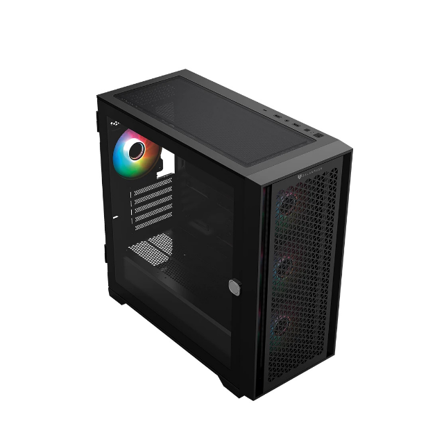 Gabinete Gamer Media Torre Carbono Twin Mate 8000 Micro-ATX/Mini-ITX 4x Fan ARGB Negro