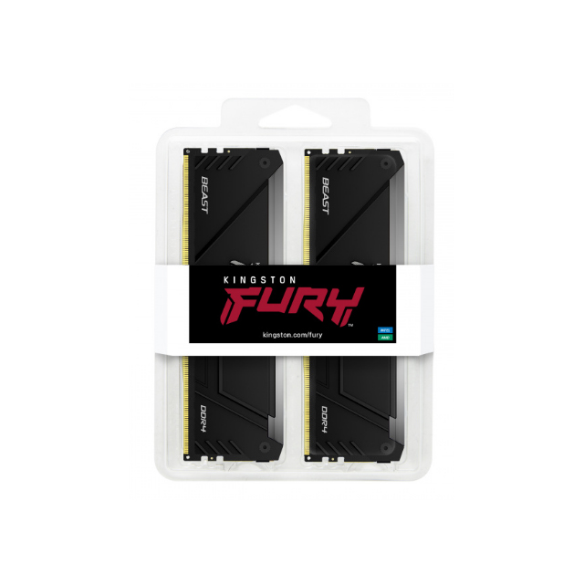 Kit Memoria RAM Kingston FURY Beast RGB DDR4, 3200MHz, 16GB (2 x 8GB), Non-ECC, CL16, XMP