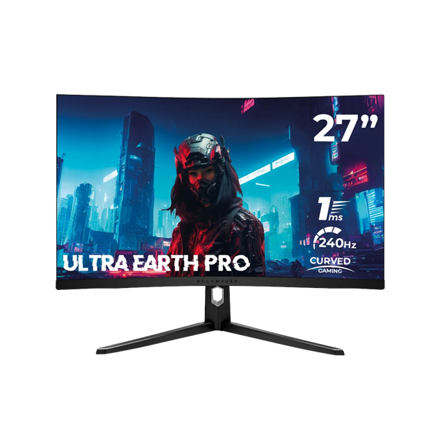 Monitor Gamer Curvo  27" Ultra Earth Pro MGP27C VA + 240 Hz + 1 ms + FullHD + PIP + PBP / 2x HDMI 2.1 + 2x DP + 3.5mm + Iluminacion RGB / Negro