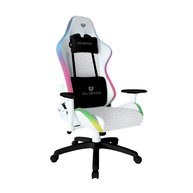 Silla  Lightning RGB Frost Ergonómica + RGB / Soporta hasta 150 Kg + Ajuste 2D/ Vinipiel / Blanco