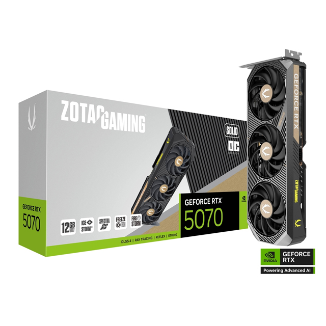 Tarjeta de Video ZOTAC GAMING GeForce RTX 5070 SOLID OC 12GB, 256 Bits, GDDR7, PCI Express 5.0