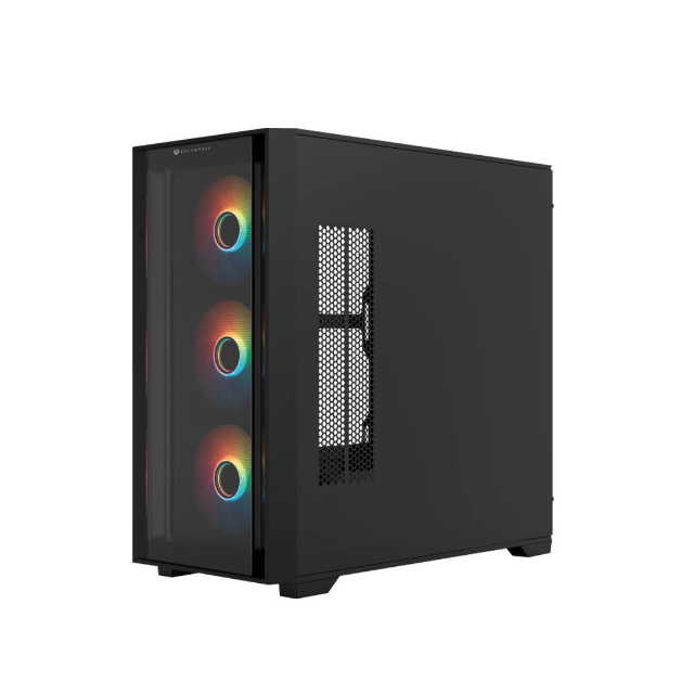 Gabinete Gamer Media Torre Carbono Twin Mate 8000 Micro-ATX/Mini-ITX 4x Fan ARGB Negro