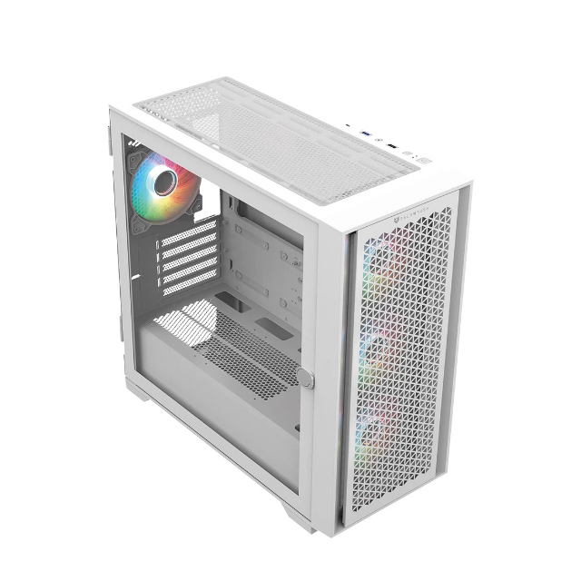 Gabinete Gamer Media Torre Carbono Twin Mate 8000 Micro-ATX/Mini-ITX 4x Fan ARGB Blanco
