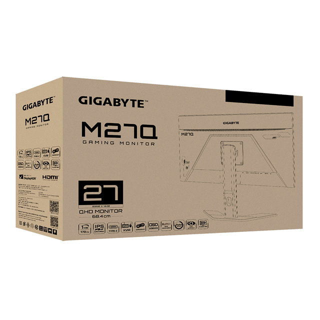 Monitor Gamer Gigabyte M27Q LED 27", Quad HD, FreeSync, 170Hz, HDMI, Negro