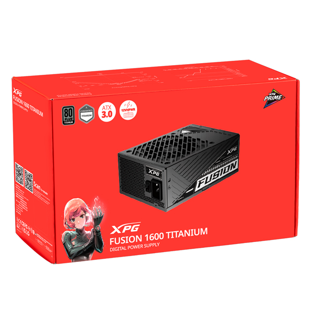 Fuente de Poder XPG FUSION 80 PLUS Titanium, 20+4 pin ATX, 120mm, 1600W 