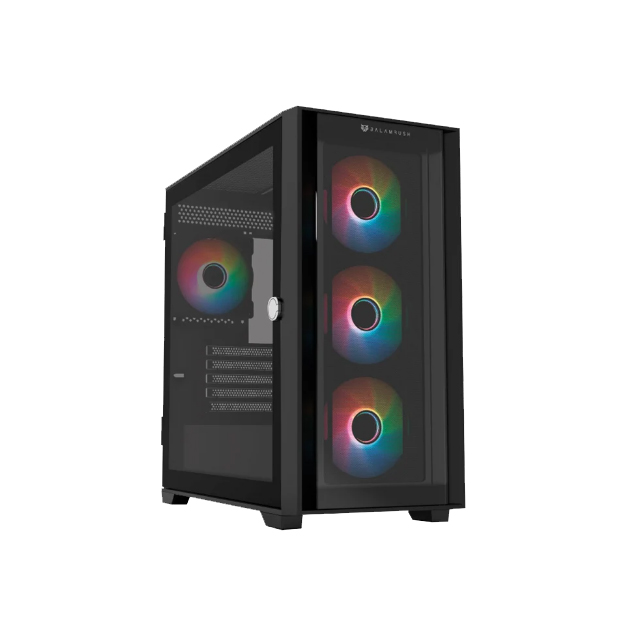 Gabinete Gamer Media Torre Carbono Twin Mate 8000 Micro-ATX/Mini-ITX 4x Fan ARGB Negro