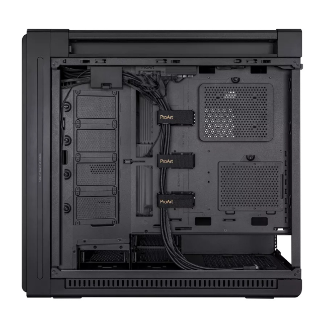 Gabinete ASUS ProArt PA602 con Ventana, Midi Tower, ATX/DTX/EATX/micro ATX/Mini-DTX/Mini-ITX, USB 3.2, sin Fuente, 3 Ventiladores Instalados, Negro