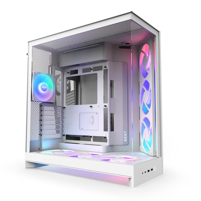 Gabinete NZXT H9 Flow RGB+, Midi-Tower, ATX/EATX/Micro-ATX/Mini-ITX, USB 3.0, sin Fuente, 7 Ventiladores Instalados, Blanco
