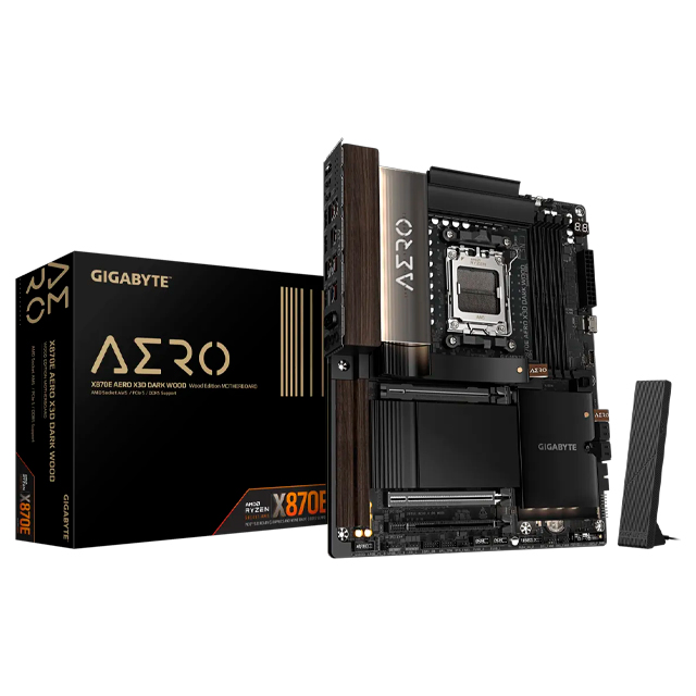 Tarjeta Madre GIGABYTE X870E AERO X3D DARK WOOD, ATX, Socket AM5, AMD X870E, 256GB DDR5, HDMI para AMD
