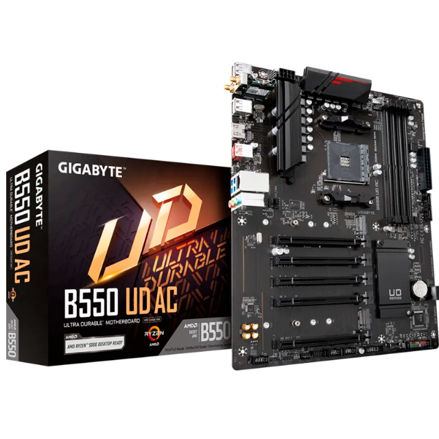 Tarjeta Madre Gigabyte B550 UD AC, ATX, Socket AM4, AMD B550, 128GB DDR4, HDMI para AMD
