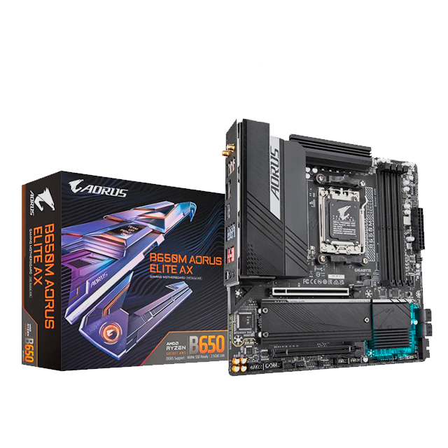Tarjeta Madre AORUS Micro-ATX B650M AORUS ELITE AX, S-AM5, AMD B650, HDMI, 128GB DDR5 para AMD