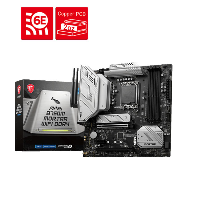 Tarjeta Madre MSI Micro ATX MAG B760M MORTAR WIFI DDR4, S-1700, Intel B760, HDMI, 128GB DDR4 para Intel