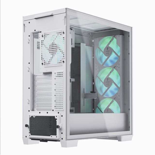 Gabinete APNX C1 con Ventana, Midi-Tower, ATX/Micro-ATX/Mini-ITX, USB 3.0, sin Fuente, 4 Ventiladores ARGB Incluidos, Blanco