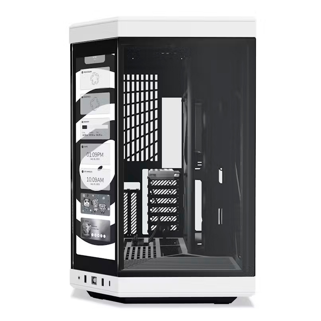 Gabinete HYTE Y70 Touch, Dual Chamber, ATX, Mid Tower, Panel Táctil LCD 4K Integrado,  Blanco y Negro, CS-HYTE-Y70-WW-L