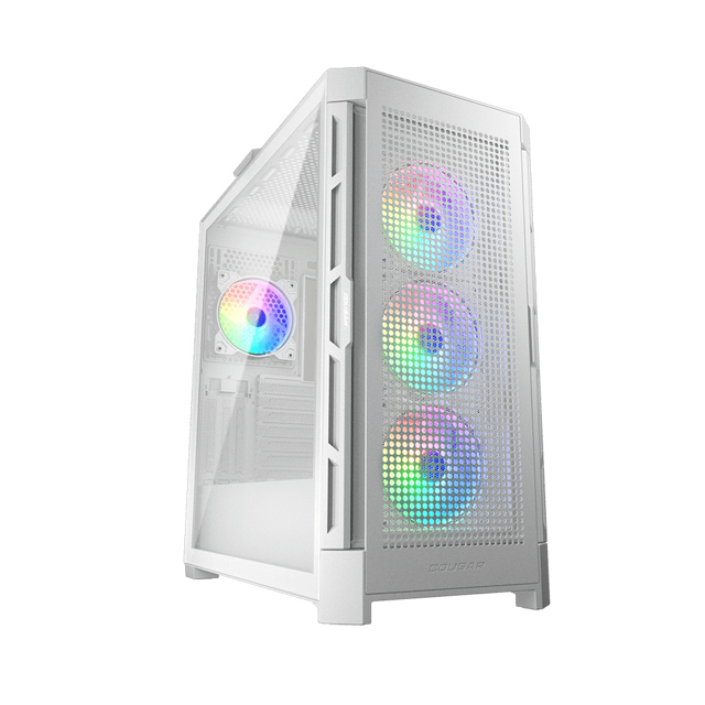 ﻿Gabinete Cougar Duoface Pro RGB con Ventana, Midi-Tower, Mini-ITX/Micro-ATX/ATX/CEB/E-ATX, USB 3.0/2.0, sin Fuente, 4 Ventiladores ARGB Instalados, Blanco