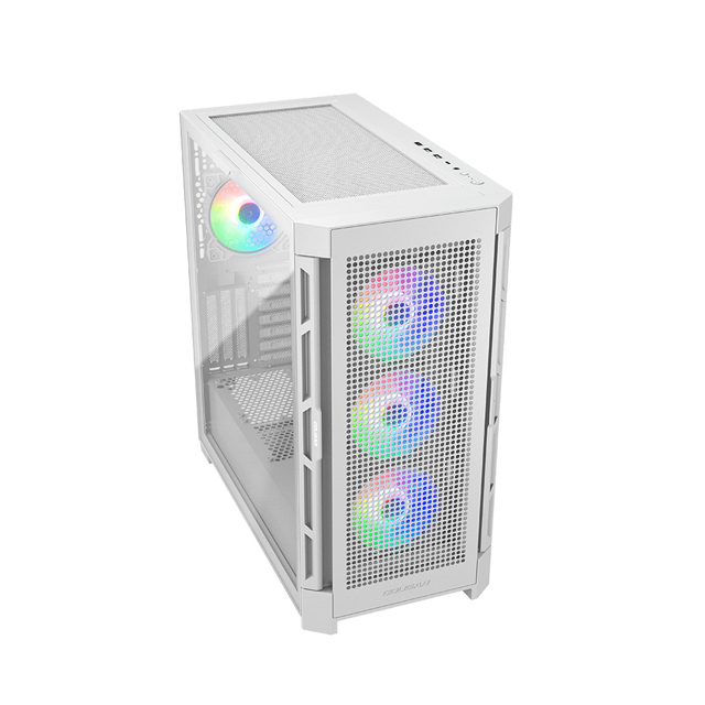 ﻿Gabinete Cougar Duoface Pro RGB con Ventana, Midi-Tower, Mini-ITX/Micro-ATX/ATX/CEB/E-ATX, USB 3.0/2.0, sin Fuente, 4 Ventiladores ARGB Instalados, Blanco