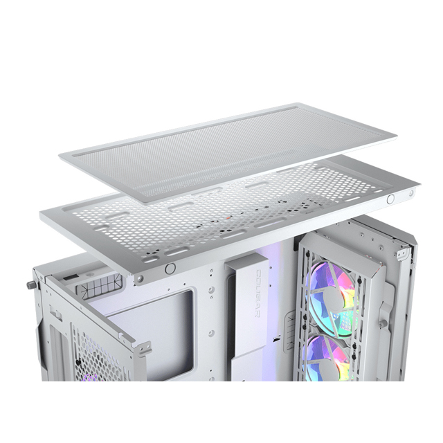 ﻿Gabinete Cougar Duoface Pro RGB con Ventana, Midi-Tower, Mini-ITX/Micro-ATX/ATX/CEB/E-ATX, USB 3.0/2.0, sin Fuente, 4 Ventiladores ARGB Instalados, Blanco