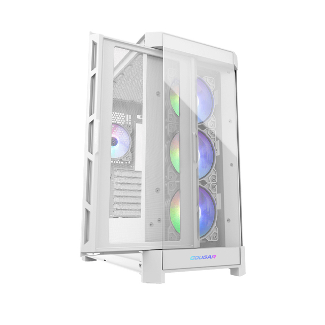 ﻿Gabinete Cougar Duoface Pro RGB con Ventana, Midi-Tower, Mini-ITX/Micro-ATX/ATX/CEB/E-ATX, USB 3.0/2.0, sin Fuente, 4 Ventiladores ARGB Instalados, Blanco