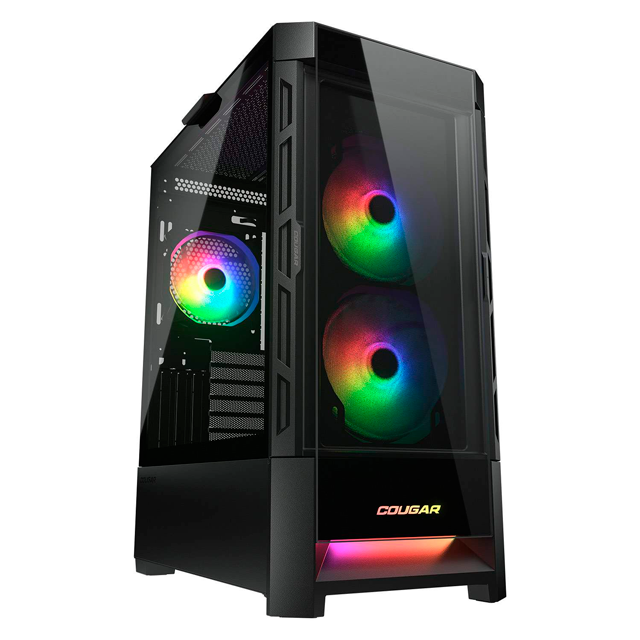 Gabinete Cougar Duoface RGB, Midi-Tower, ATX/CEB/EATX/Micro-ATX/Mini-ITX, USB 2.0/3.0, sin Fuente, 3 Ventiladores Instalados, Negro