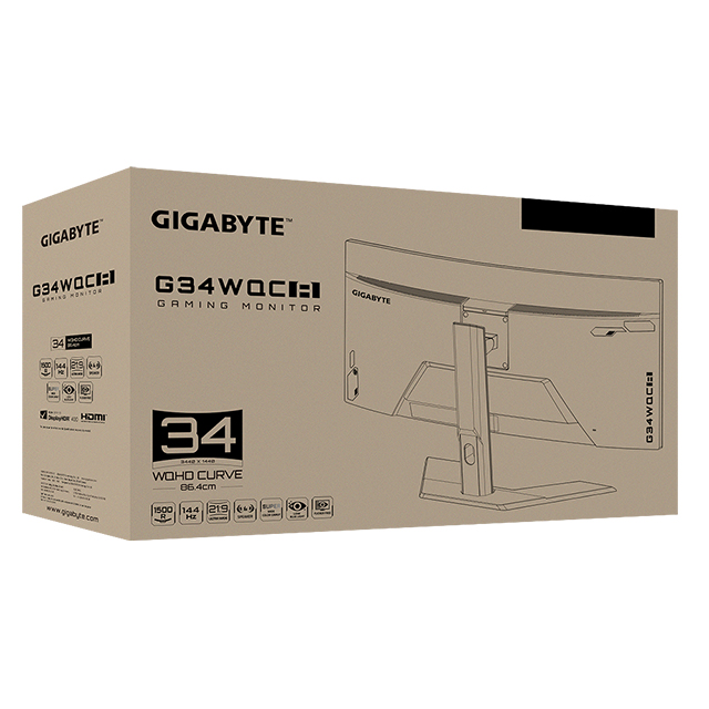 Monitor Gamer Curvo Gigabyte G34WQC-A LCD 34", Quad HD, Ultra Wide, Adaptive-Sync, 144Hz, HDMI, Bocinas Integradas (2 x 2W), Negro
