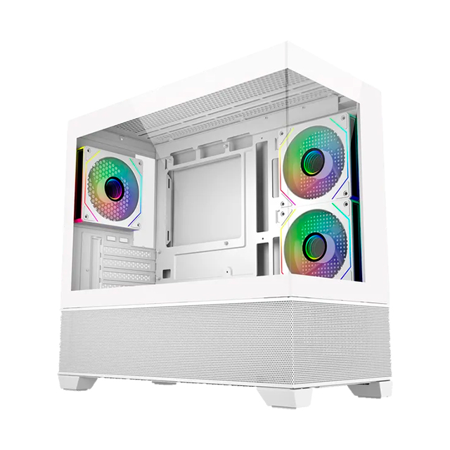 Gabinete Cooler Master ELITE 490, Vidrio templado, M- ATX,3*FAN, Sin fuente, 1 X USB TIPO C, Blanco