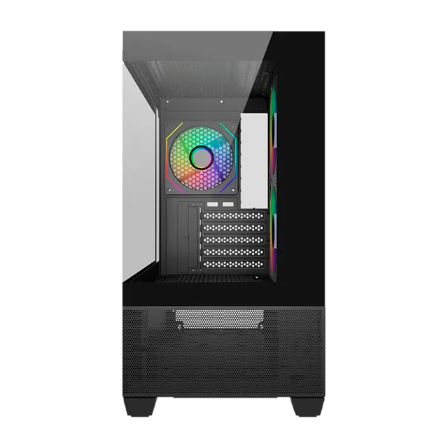 Gabinete Cooler Master ELITE 490, Vidrio templado, M- ATX,3*FAN, Sin fuente, 1 X USB TIPO C, Negro