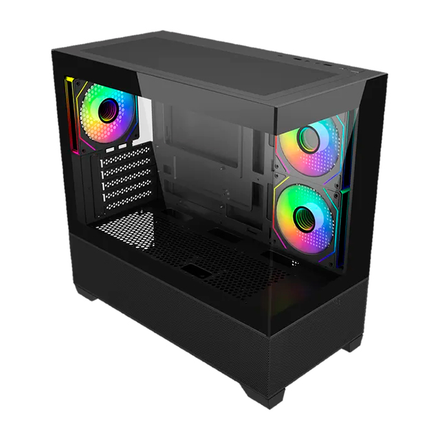 Gabinete Cooler Master ELITE 490, Vidrio templado, M- ATX,3*FAN, Sin fuente, 1 X USB TIPO C, Negro