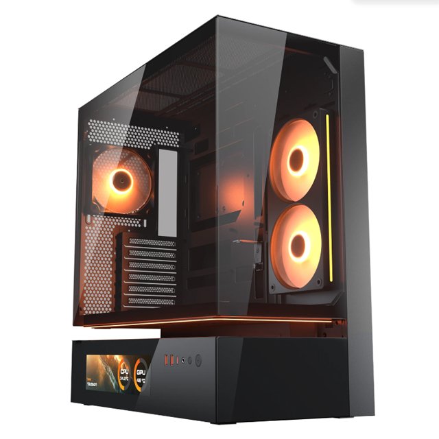 Gabinete Cougar CFV235 Vision con Pantalla LCD, Mid Tower, Mini ITX, Micro ATX, ATX, USB 3.2 Gen 2x2 Type-C x 1, USB 3.0 Type-A x 2, Sin Fuente