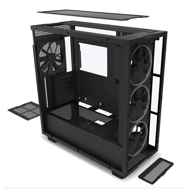 Gabinete NZXT H7 Elite con Ventana RGB, Midi-Tower, Mini-ITX/Micro-ATX/ATX, USB 3.1, sin Fuente, 4 Ventiladores Instalados, Negro 
