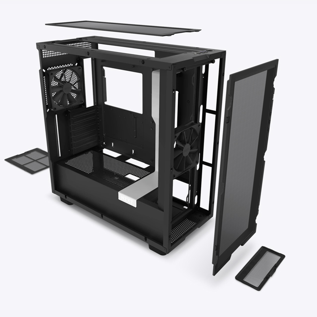 Gabinete NZXT H7 Flow con Ventana, Midi-Tower, Mini-ITX/Micro-ATX/ATX/EATX, USB 3.0, sin Fuente, Negro/Blanco