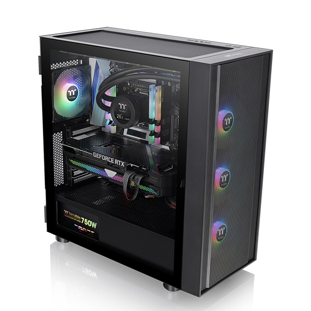 Gabinete Thermaltake H570 con Ventana ARGB, Midi-Tower, Micro-ATX/Mini-ITX/EATX, USB 2.0/3.0, sin Fuente, 4 Ventiladores Instalados (3x ARGB), Negro
