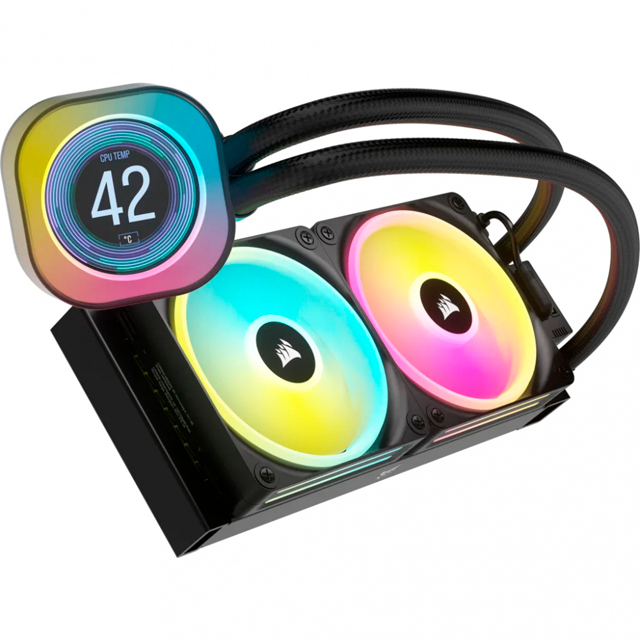 Corsair iCue Link H100I LCD RGB Enfriamiento Líquido para CPU, 2x 120mm, hasta 2400RPM, Negro