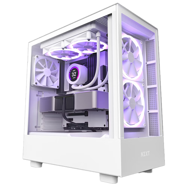 Gabinete NZXT H5 Elite con Ventana RGB, Midi-Tower, Mini-ITX/Micro-ATX/ATX/EATX, USB 3.2, sin Fuente, 3 Ventiladores RGB Instalados, Blanco