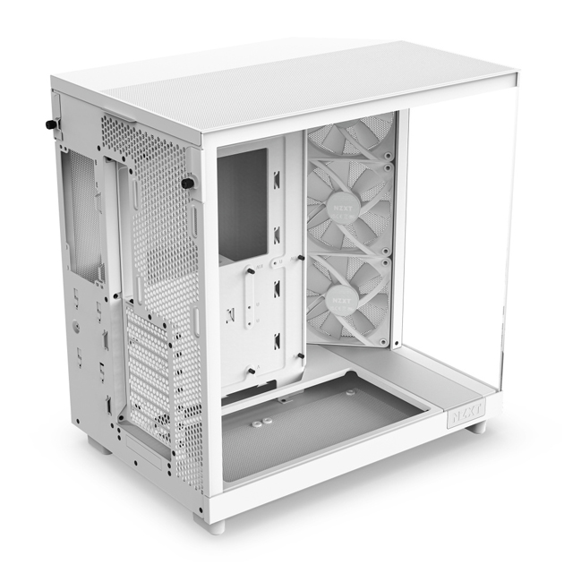 Gabinete NZXT H6 Flow RGB con Ventana, Midi-Tower, ATX/Micro-ATX/Mini-ITX, USB 3.2, sin Fuente, 3 Ventiladores RGB Instalados, Blanco