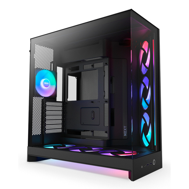 Gabinete NZXT H9 Flow RGB+, Midi-Tower, ATX/EATX/Micro-ATX/Mini-ITX, USB 3.0, sin Fuente, 7 Ventiladores Instalados, Negro