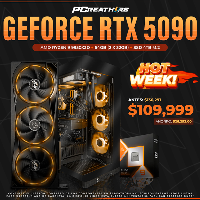 HOTSALE015 - Equipo AMD Ryzen 9 9950X3D + 64GB (2X32GB) + GeForce RTX 5090 AORUS MASTER 32GB