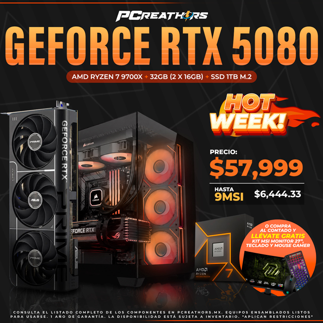 HOTSALE021 - Equipo AMD Ryzen 7 9700X + 32GB - 2 x 16GB + GeForce RTX 5080