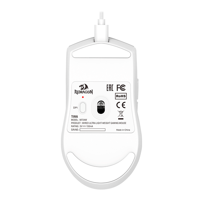 Mouse Gamer Redragon KING M724W, Alámbrico, USB-A, 12400DPI, Blanco
