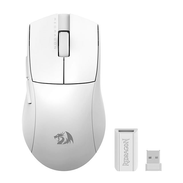 Mouse Gamer Redragon KING M916W-PRO-1K, Alámbrico/Inalámbrico, USB/Bluetooth/RF, 1000DPI-26000DPI, Blanco