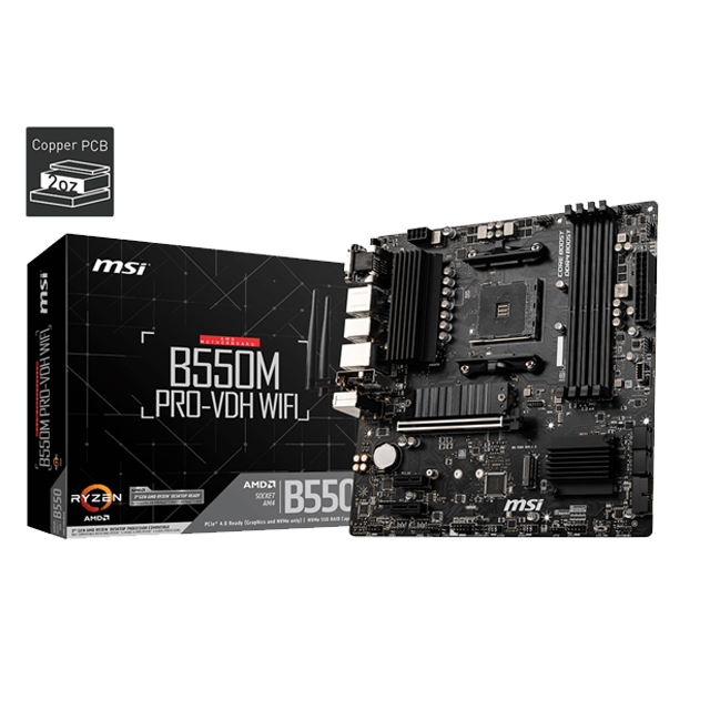 Tarjeta Madre MSI B550M PRO-VDH WIFI, S-AM4, AMD B550, HDMI, 128GB DDR4 para AMD