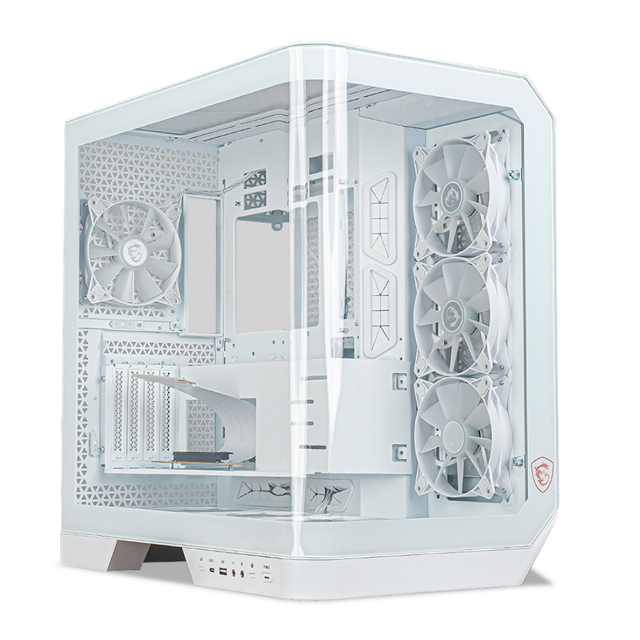 Gabinete MSI MAG PANO 120R PZ WHITE, Midi-Tower, E-ATX/ATX/Micro-ATX/Mini-ITX, USB 3.0, sin Fuente, 7 Ventilador Instalado, Blanco Incluye Raiser Vertical