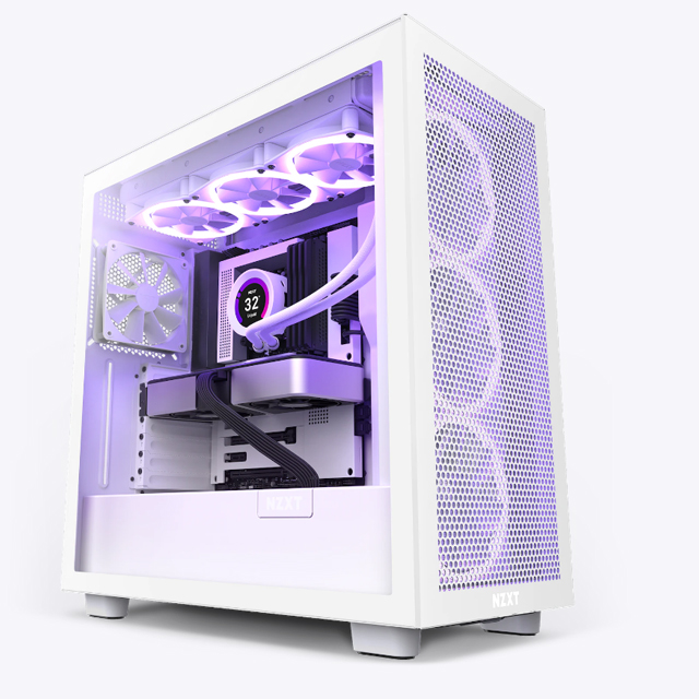 Gabinete NZXT H7 Flow con Ventana, Midi-Tower, Mini-ITX/Micro-ATX/ATX/EATX, USB 3.0, sin Fuente, Blanco Mate