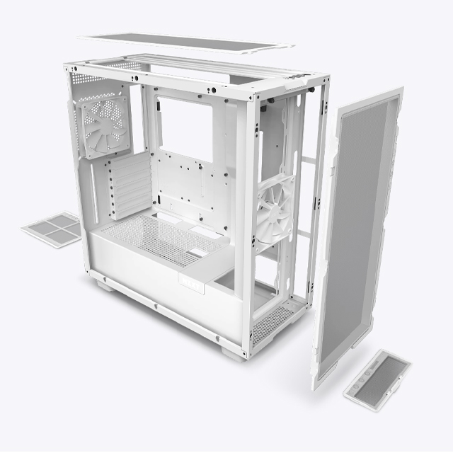 Gabinete NZXT H7 Flow con Ventana, Midi-Tower, Mini-ITX/Micro-ATX/ATX/EATX, USB 3.0, sin Fuente, Blanco Mate