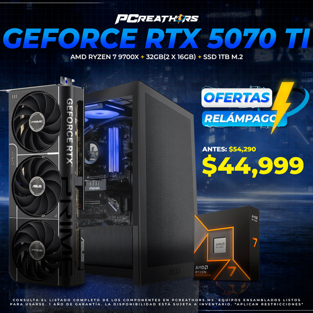 OFR013 - Equipo AMD Ryzen 7 9700X + 32GB (2x16GB) + GeForce RTX 5070 Ti