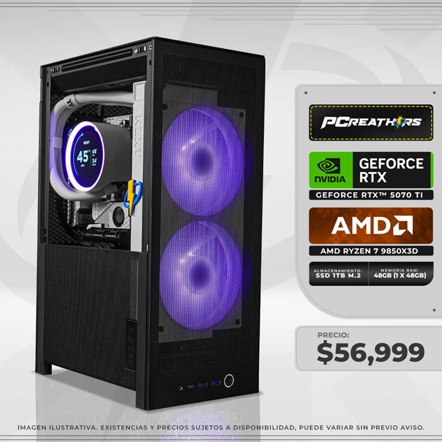 PCRB092 - Equipo AMD Ryzen 7 9850X3D + 48GB RAM + GeForce RTX 5070 Ti